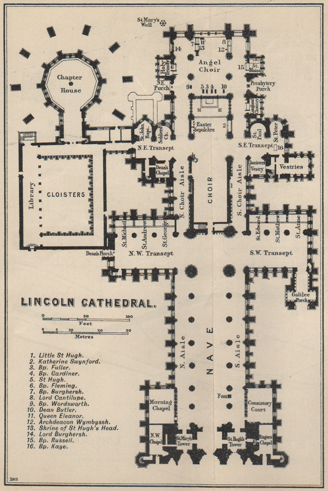 Lincoln cathedral floor plan. Lincolnshire 1939 old vintage map chart